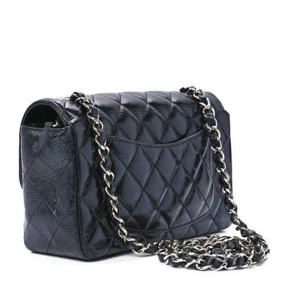 Chanel Iridescent Crumpled Calfskin Quilted Mini Rectangular Flap Black 3 of 12