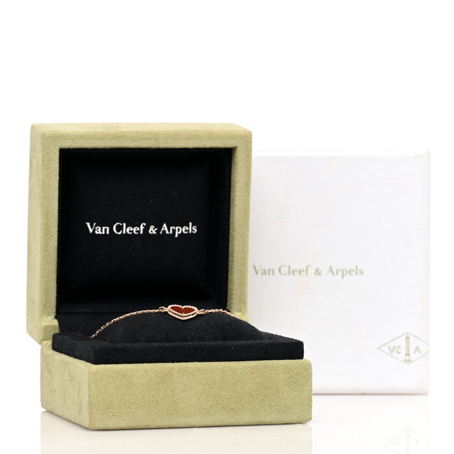 18K Rose Gold Carnelian Sweet Alhambra Heart Bracelet