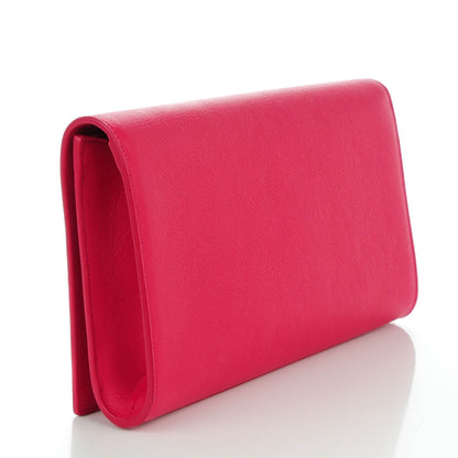 Saint Laurent Calfskin Monogram Large Belle De Jour Clutch Lipstick Fuchsia 3 of 7
