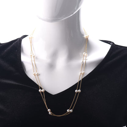 Mikimoto 18K Yellow Gold Akoya Pearl 6mm Station Necklace 49" 2 of 4
