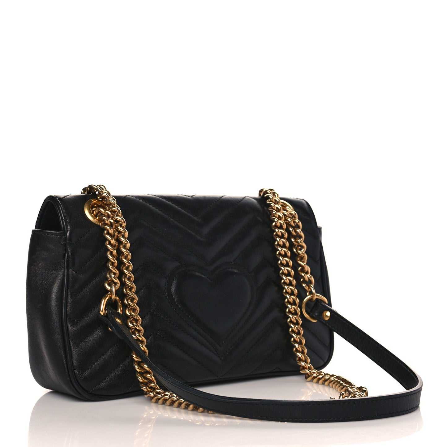 Calfskin Matelasse Small GG Marmont Shoulder Bag Black