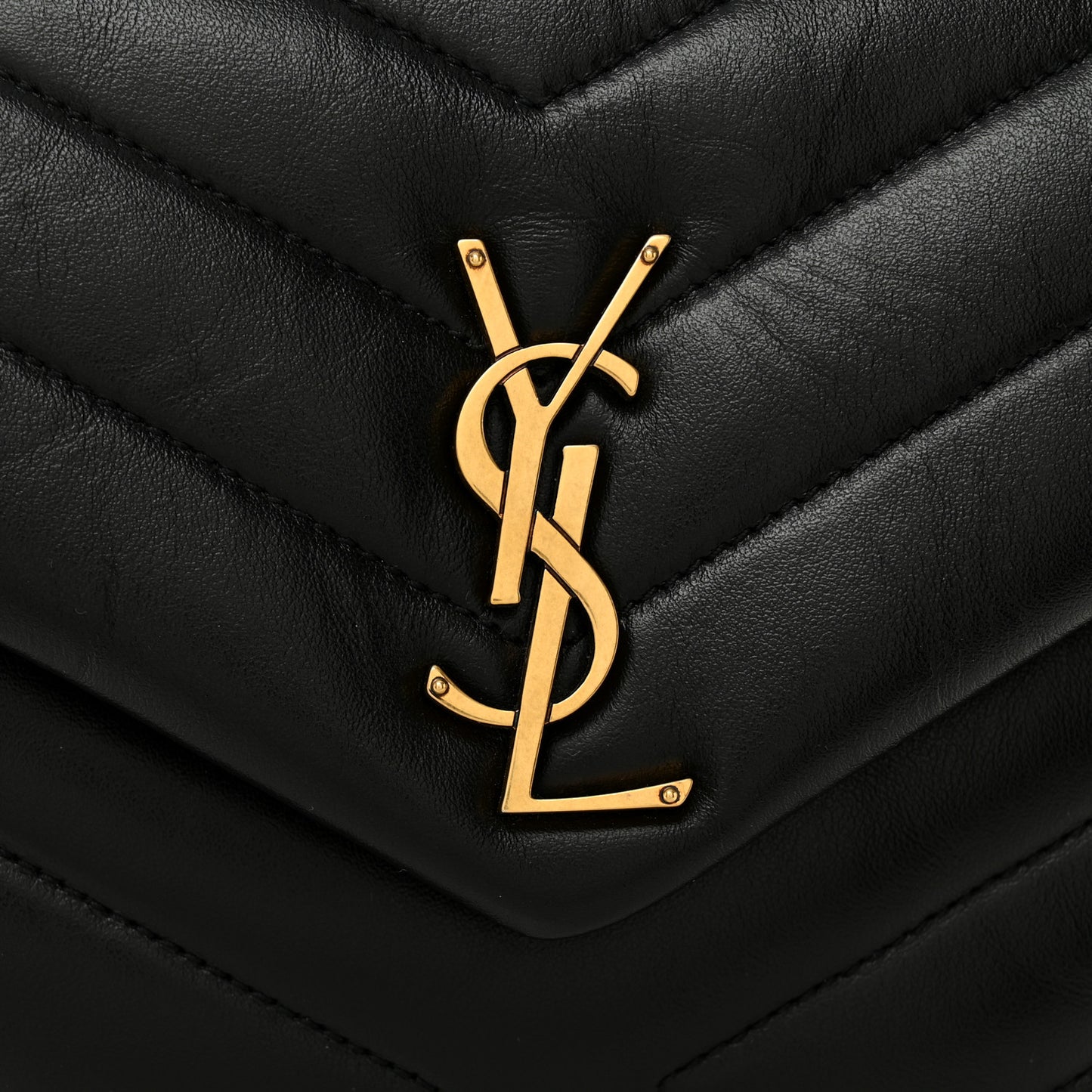 Calfskin Y Quilted Monogram Small Loulou Chain Satchel Black