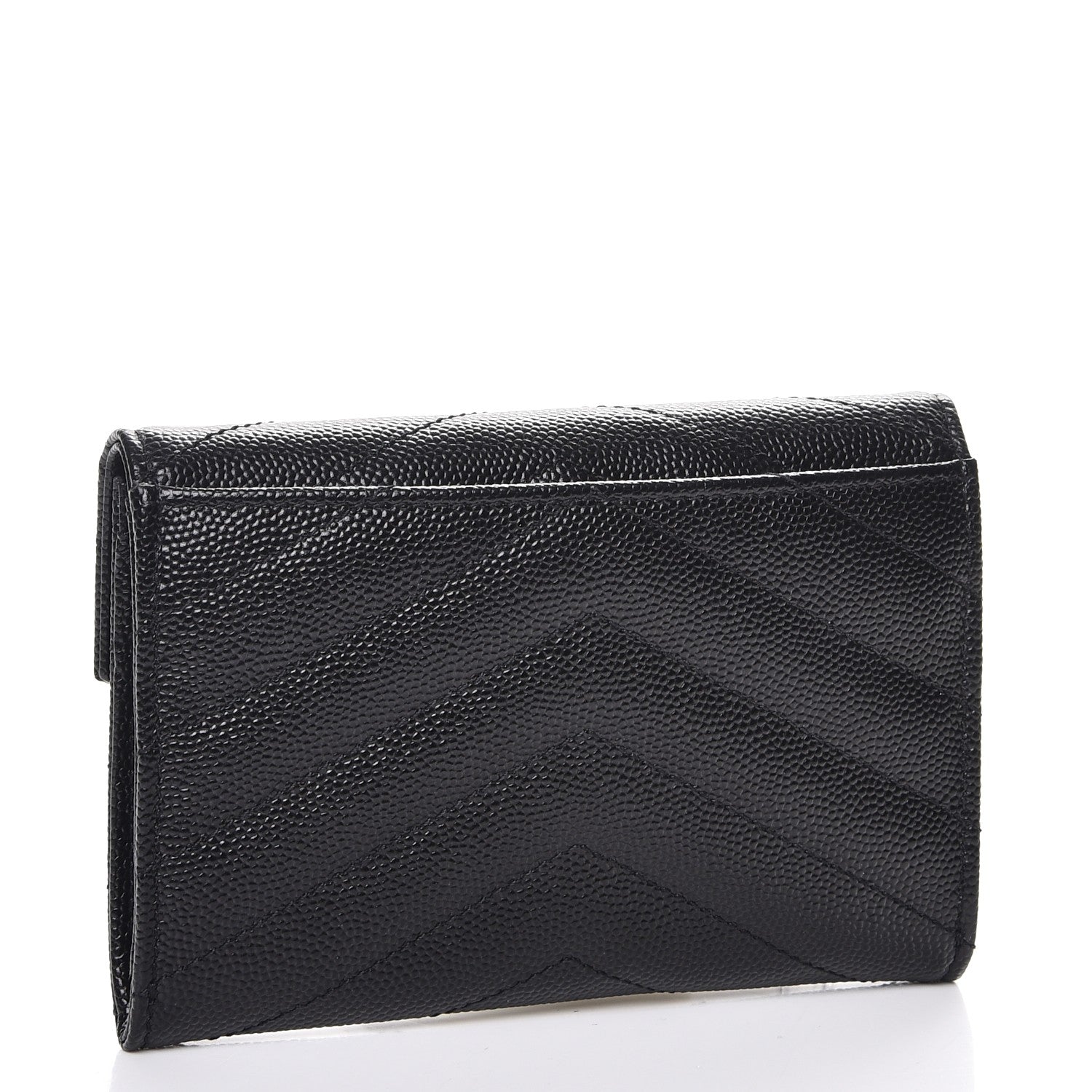 Saint Laurent Grain De Poudre Matelasse Chevron Small Monogram Envelope Wallet Black 4 of 8