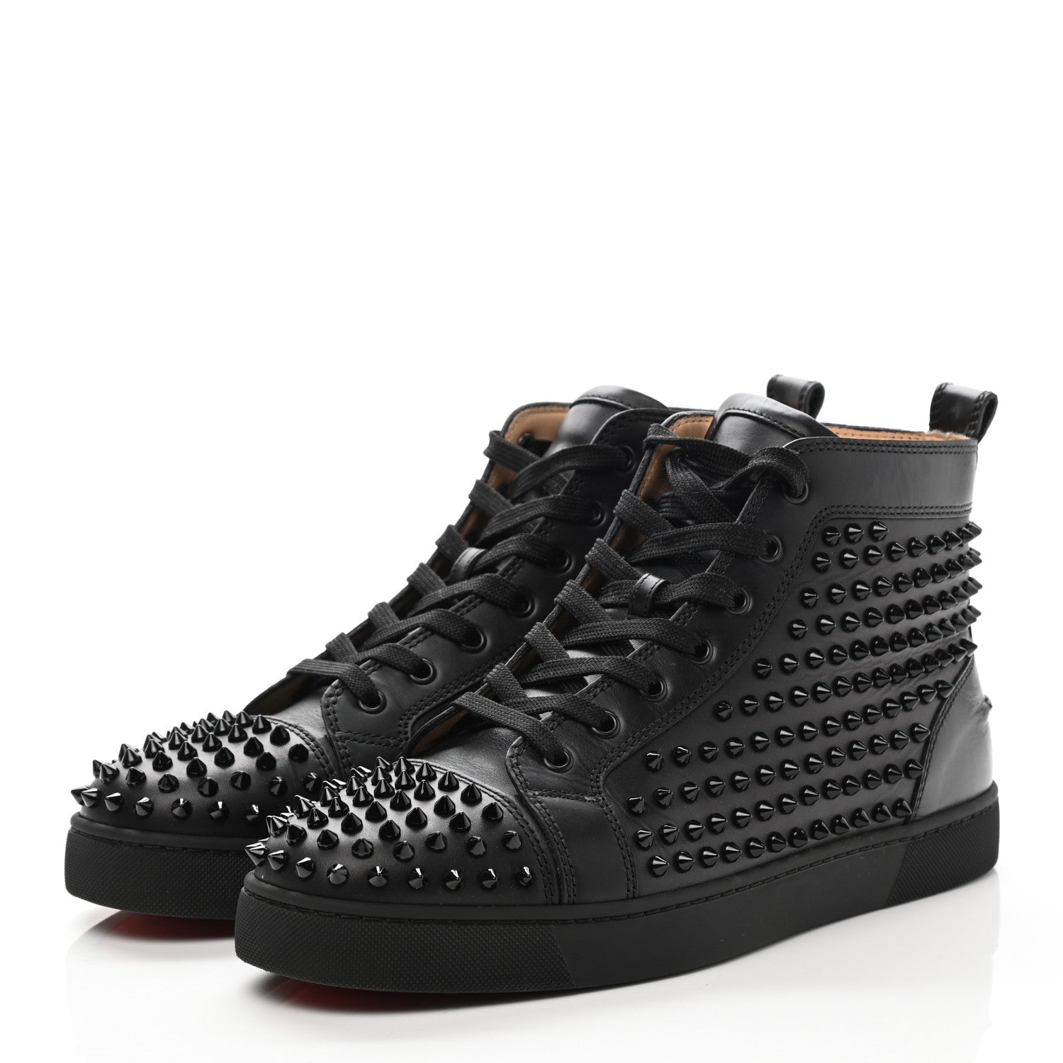Christian Louboutin Calfskin Mens Louis Spikes Flat Sneakers 44 Black 3 of 9