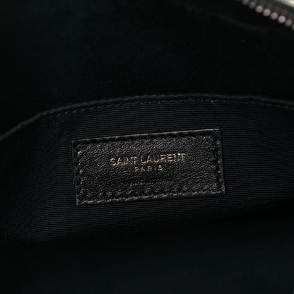 Saint Laurent Calfskin Crocodile Embossed Monogram Lou Camera Bag Black 6 of 9
