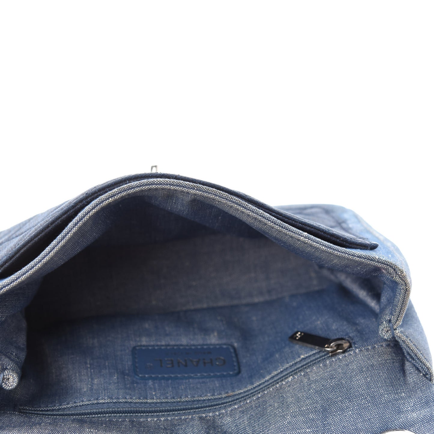 Denim Quilted Small Medallion Flap Blue