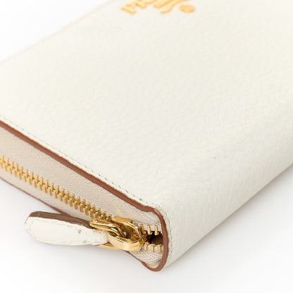 Prada Daino Bi-Color Metal Zip Around Wallet Talco Caramel 9 of 10
