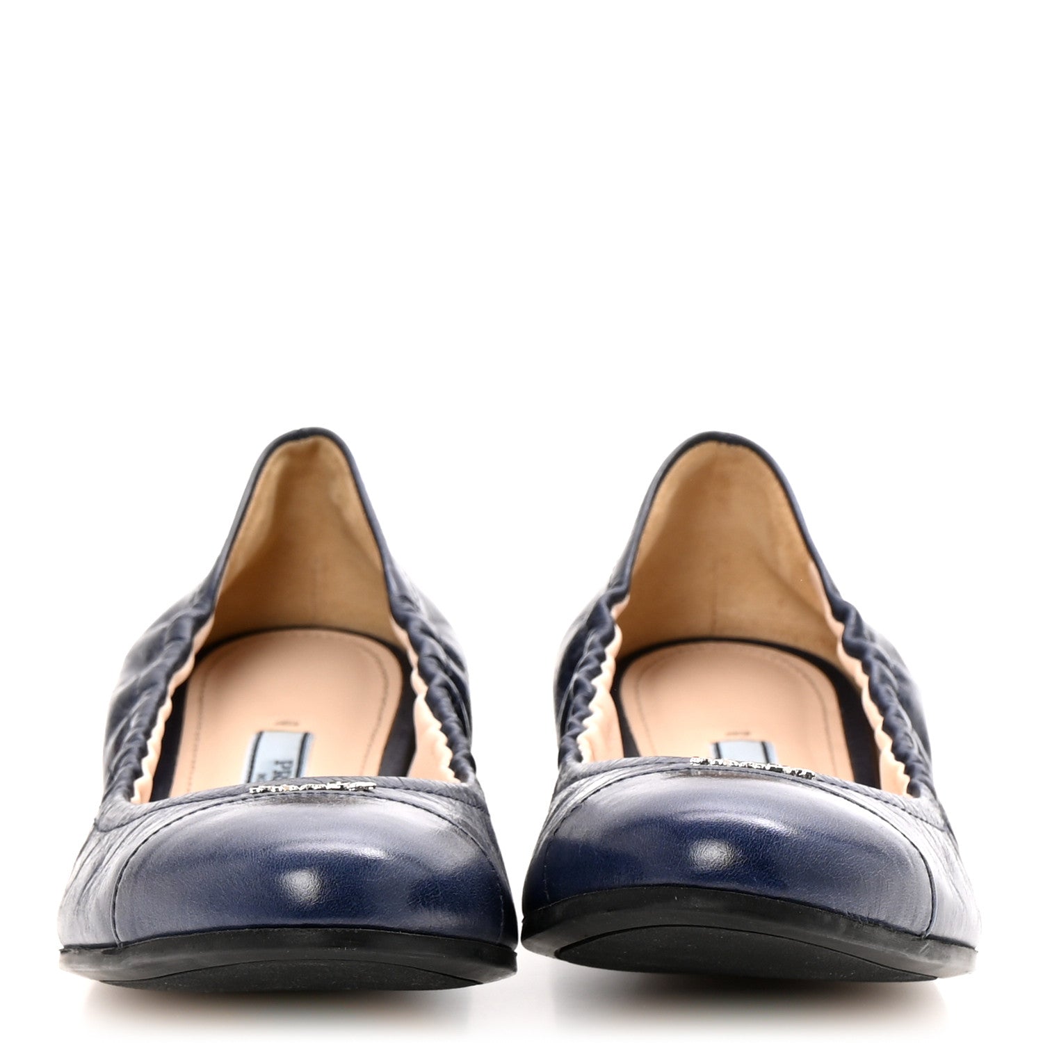 Prada Vitello Shine Logo Ballet Flats 36 Denim 3 of 9