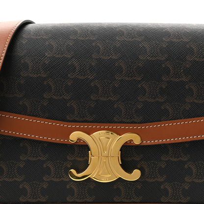 Celine Triomphe Canvas Calfskin Medium Triomphe Bag Tan 10 of 11
