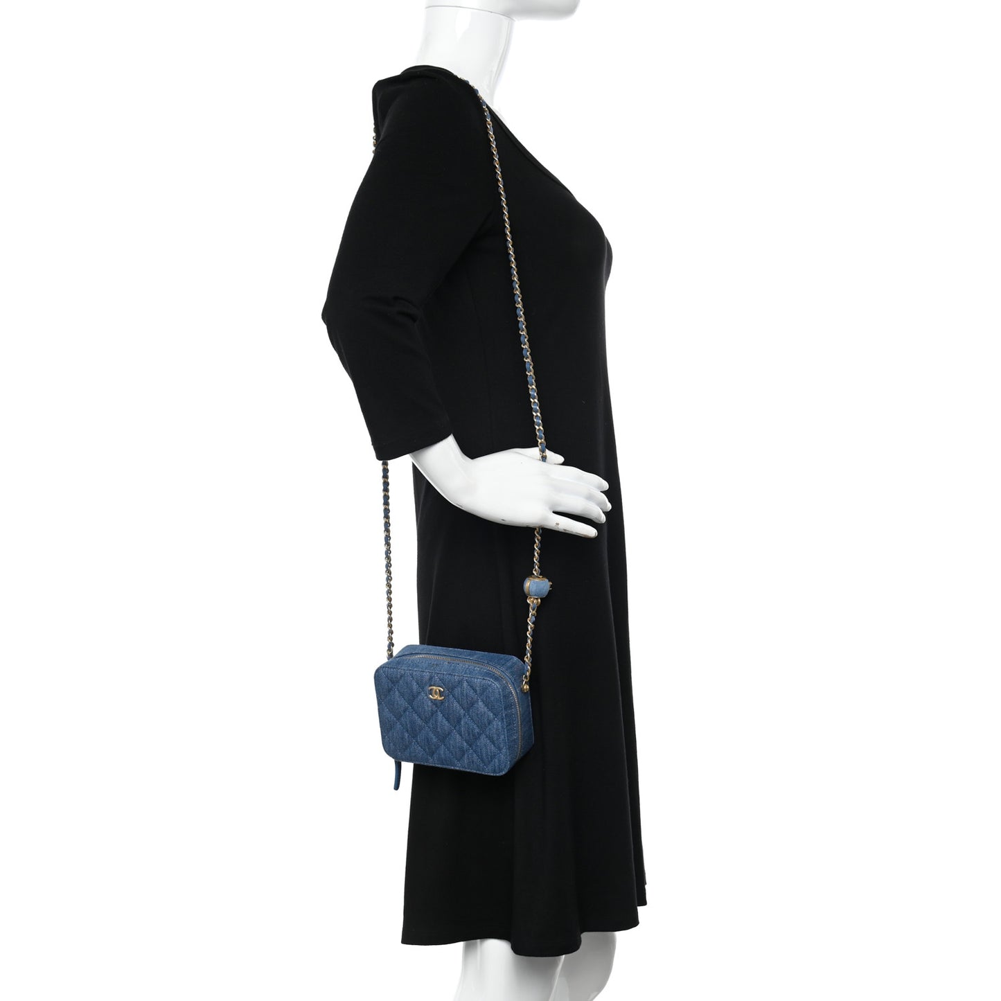 Denim Quilted CC Pearl Crush Camera Case Blue