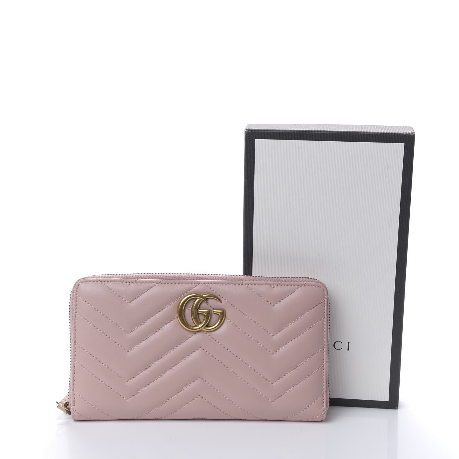 Gucci Calfskin Matelasse GG Marmont Zip Around Organizer Wallet Perfect Pink 7 of 7