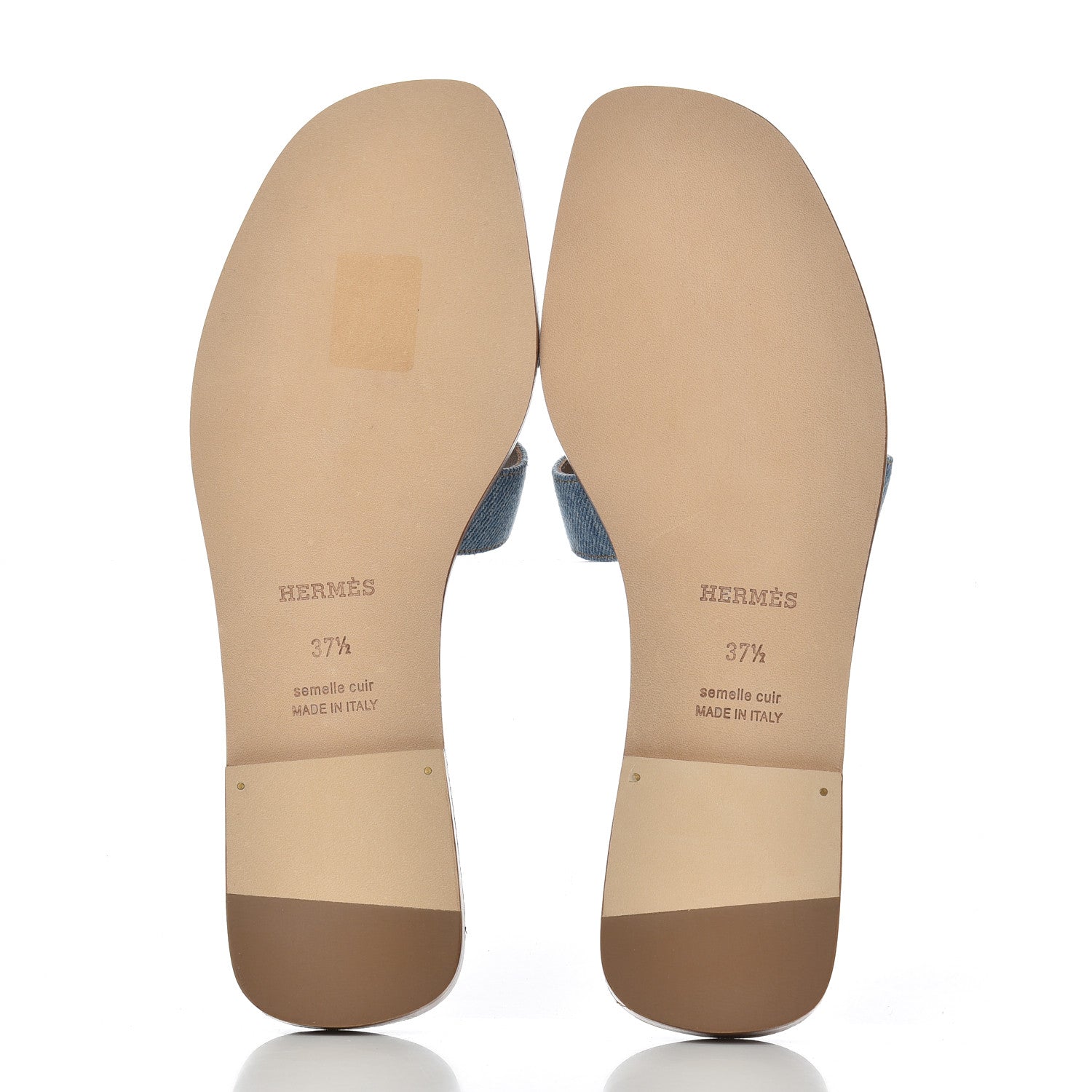 Hermes Denim Canvas Oran Sandals 37.5 Bleu Clair 5 of 13