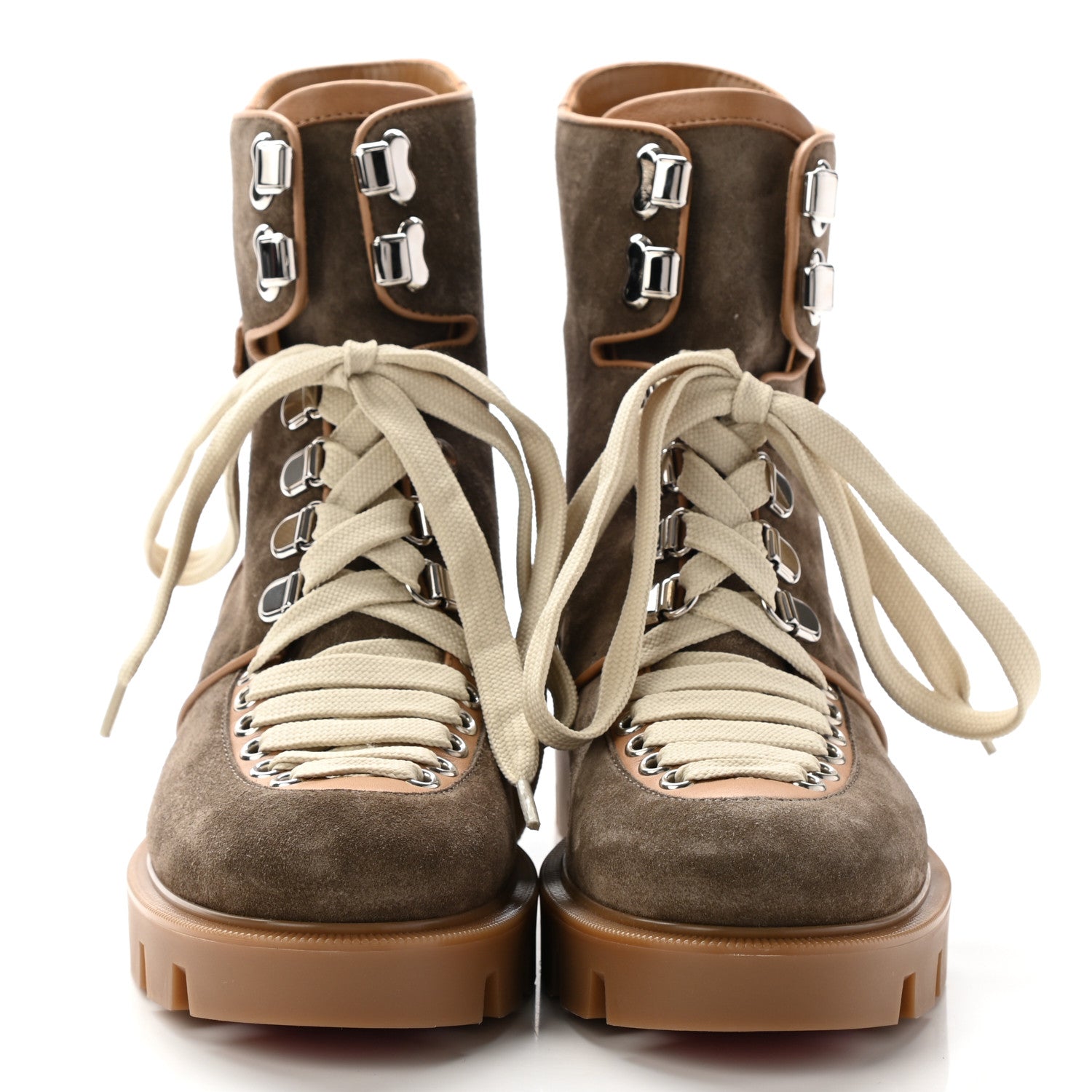 Christian Louboutin Suede Calfskin Macademia Biker Boots 37