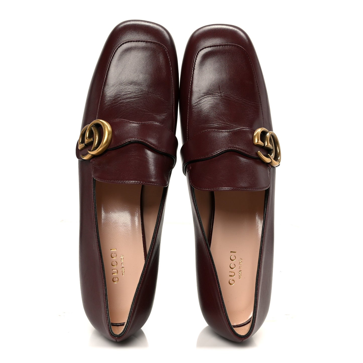 Malaga Kid Womens GG Marmont Loafers 40.5 Vintage Bordeaux