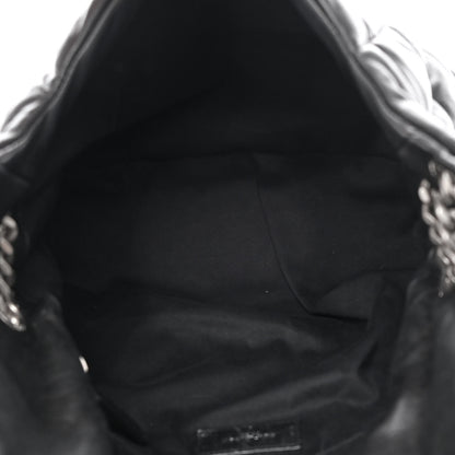 Saint Laurent Lambskin Quilted Medium Loulou Puffer Monogram Chain Satchel Black 5 of 15