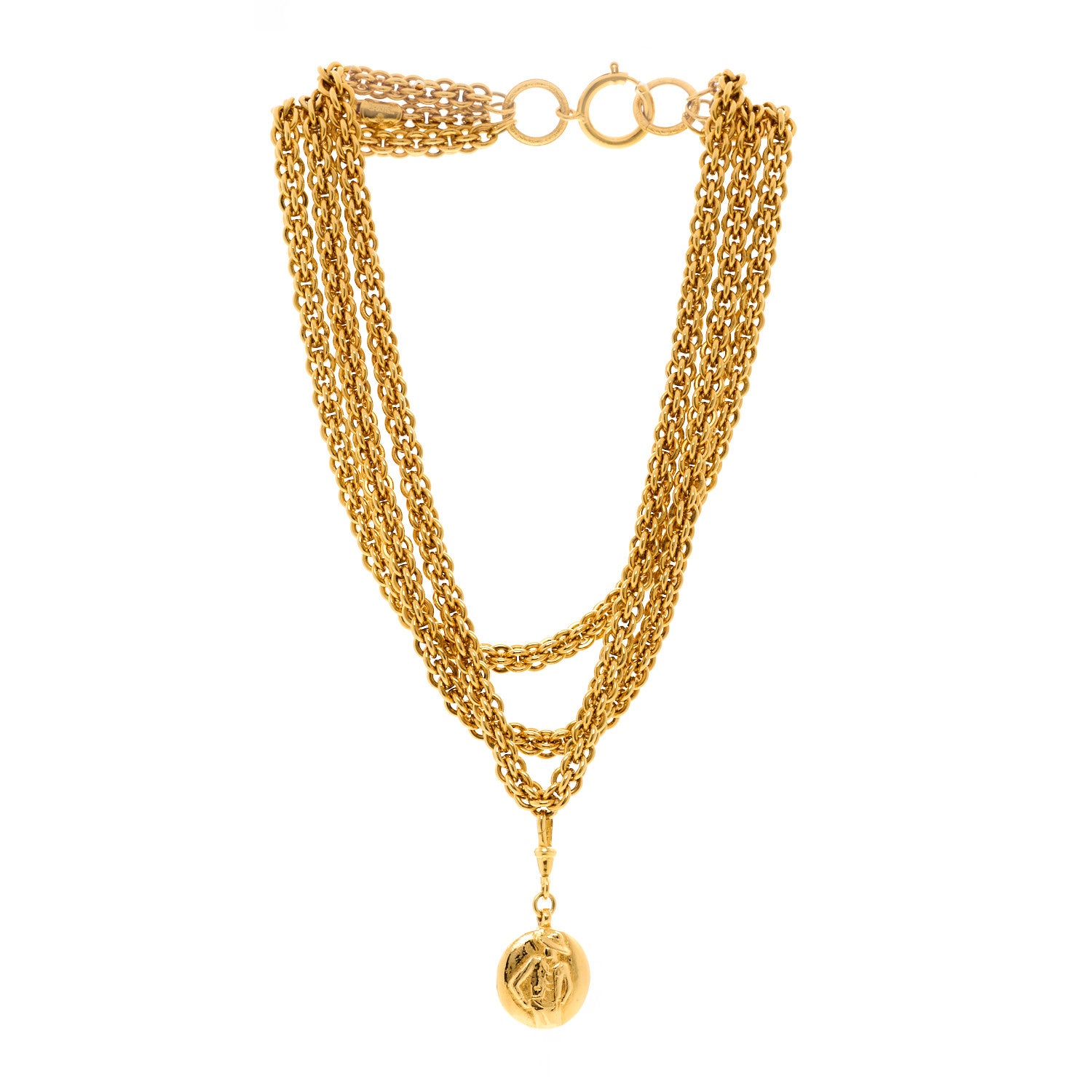 Chanel Metal Medallion Multi Chain Short Necklace Gold 3 of 7