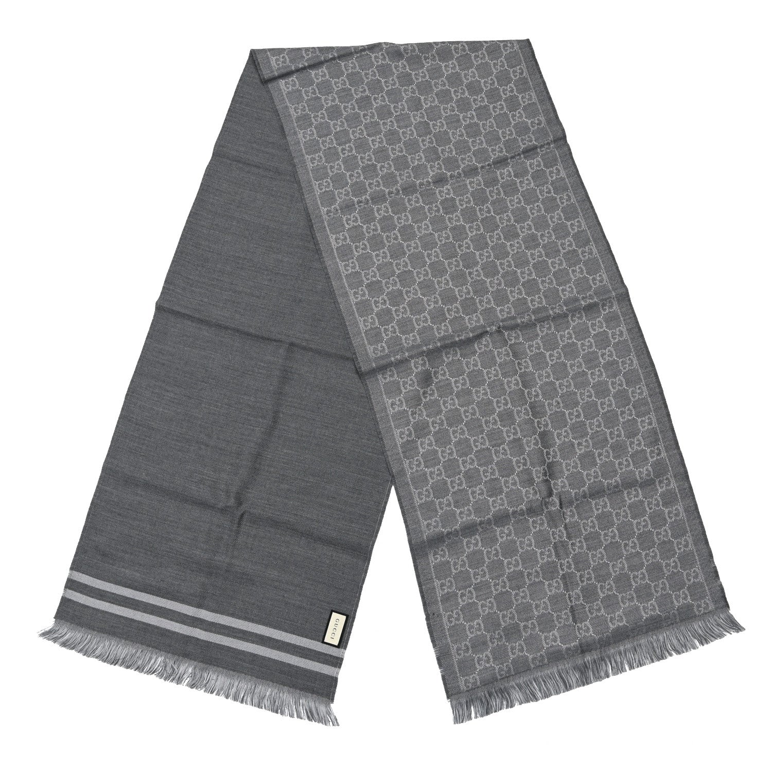 Gucci Wool GG Monogram Arlisse Scarf Grey 2 of 3