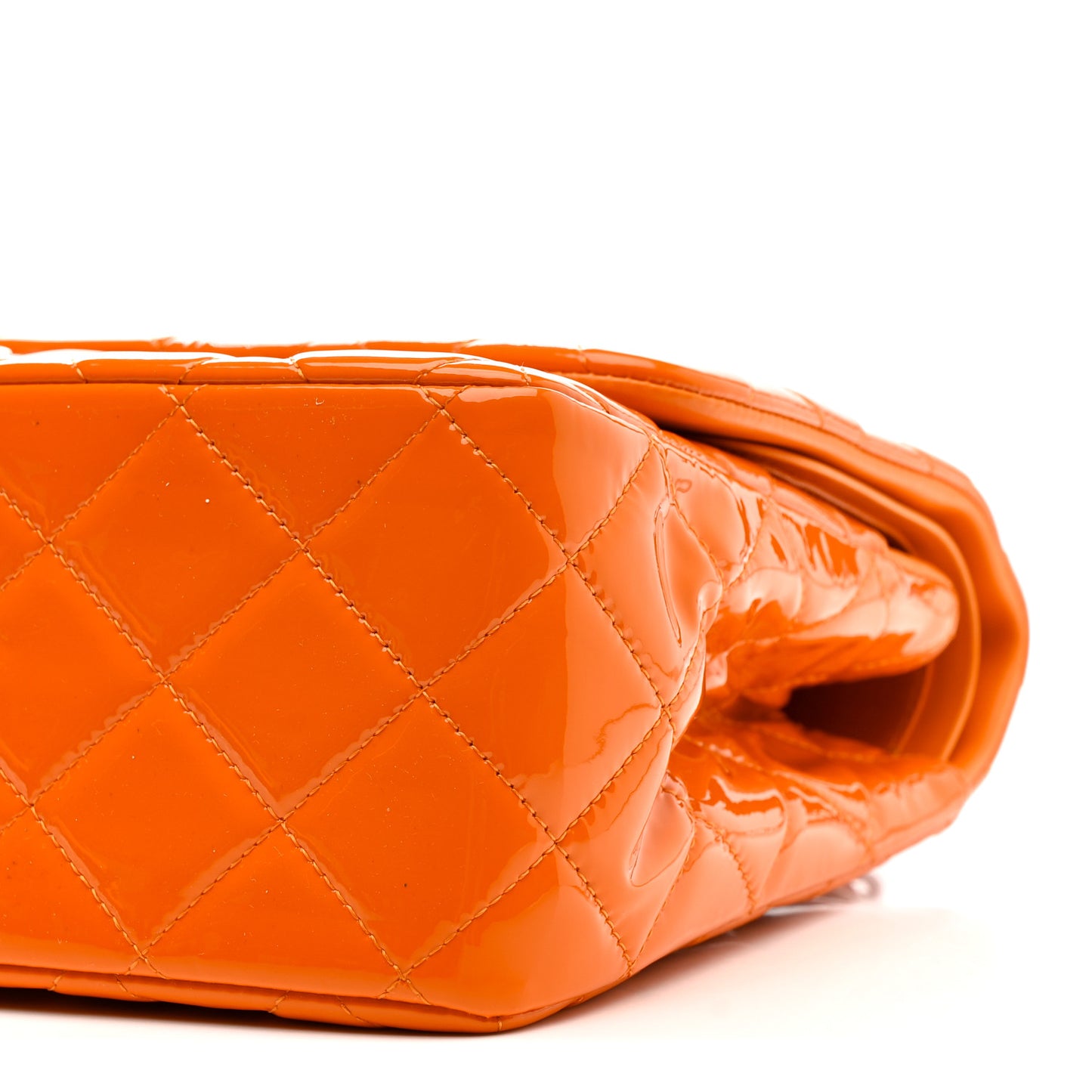 Patent Quilted Jumbo Double Flap Orange