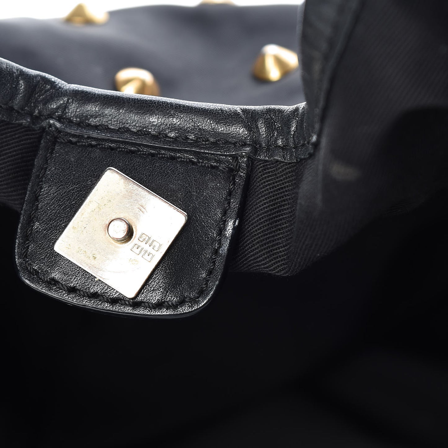 Nylon Studded Shoulder Bag Black