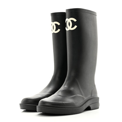 Chanel Caoutchouk CC High Boots 38 Black 3 of 11