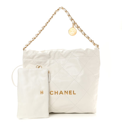 Chanel Shiny Calfskin Quilted Small Chanel 22 White 1 of 9