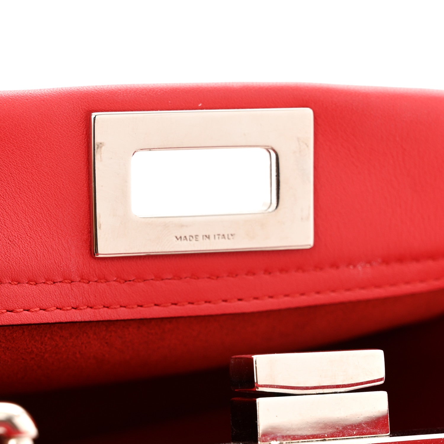 Fendi Vitello Seta Century Nappa Whipstitch Mini Peekaboo Iconic Satchel Fiamma 7 of 10