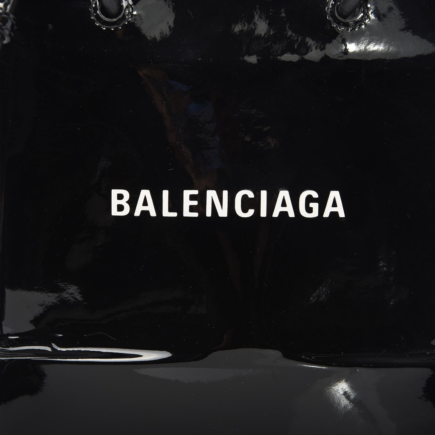Balenciaga Patent Calfskin Logo Shopping Tote XXS Black 10 of 10
