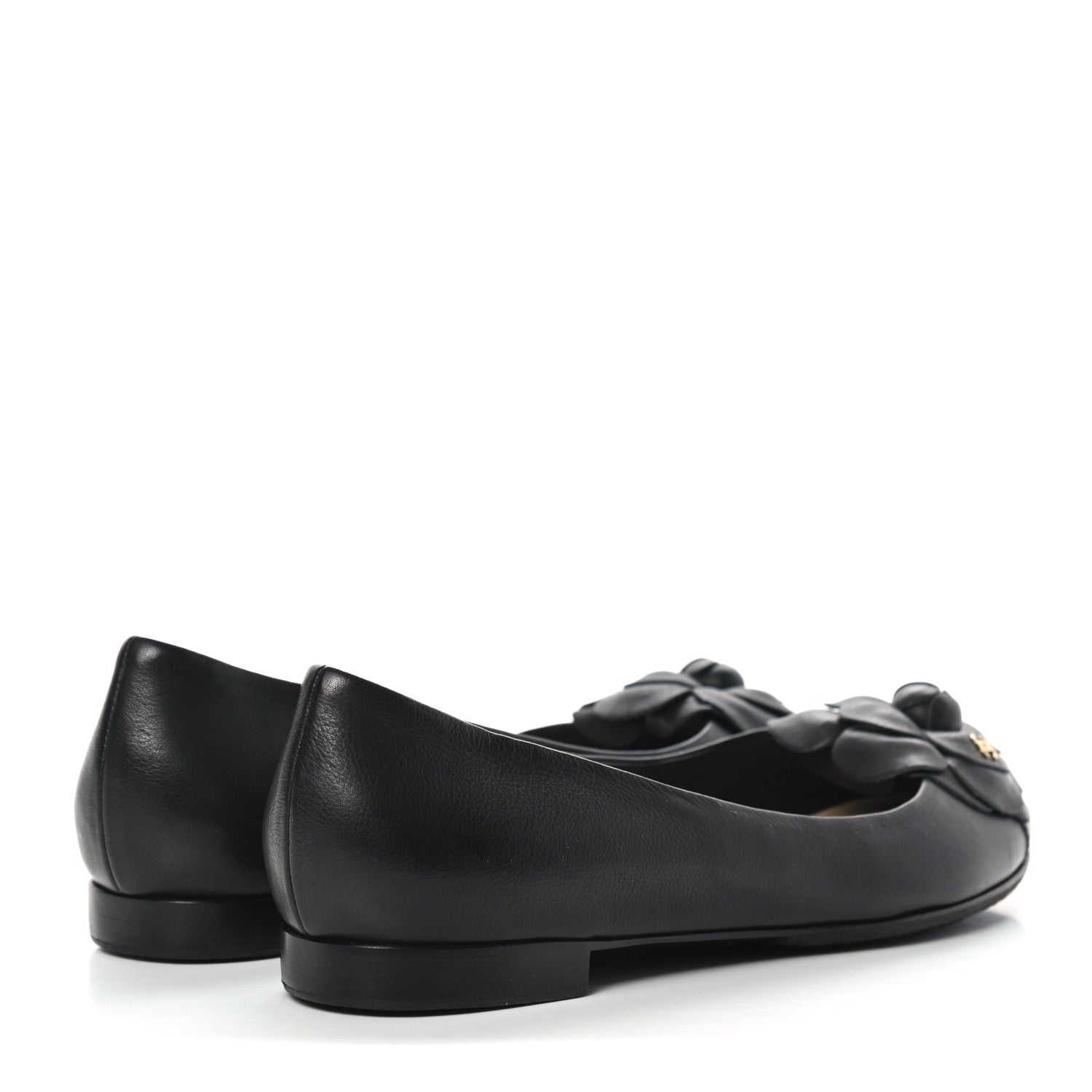 Chanel Lambskin Camellia Ballerina Flats 37 Black 4 of 12