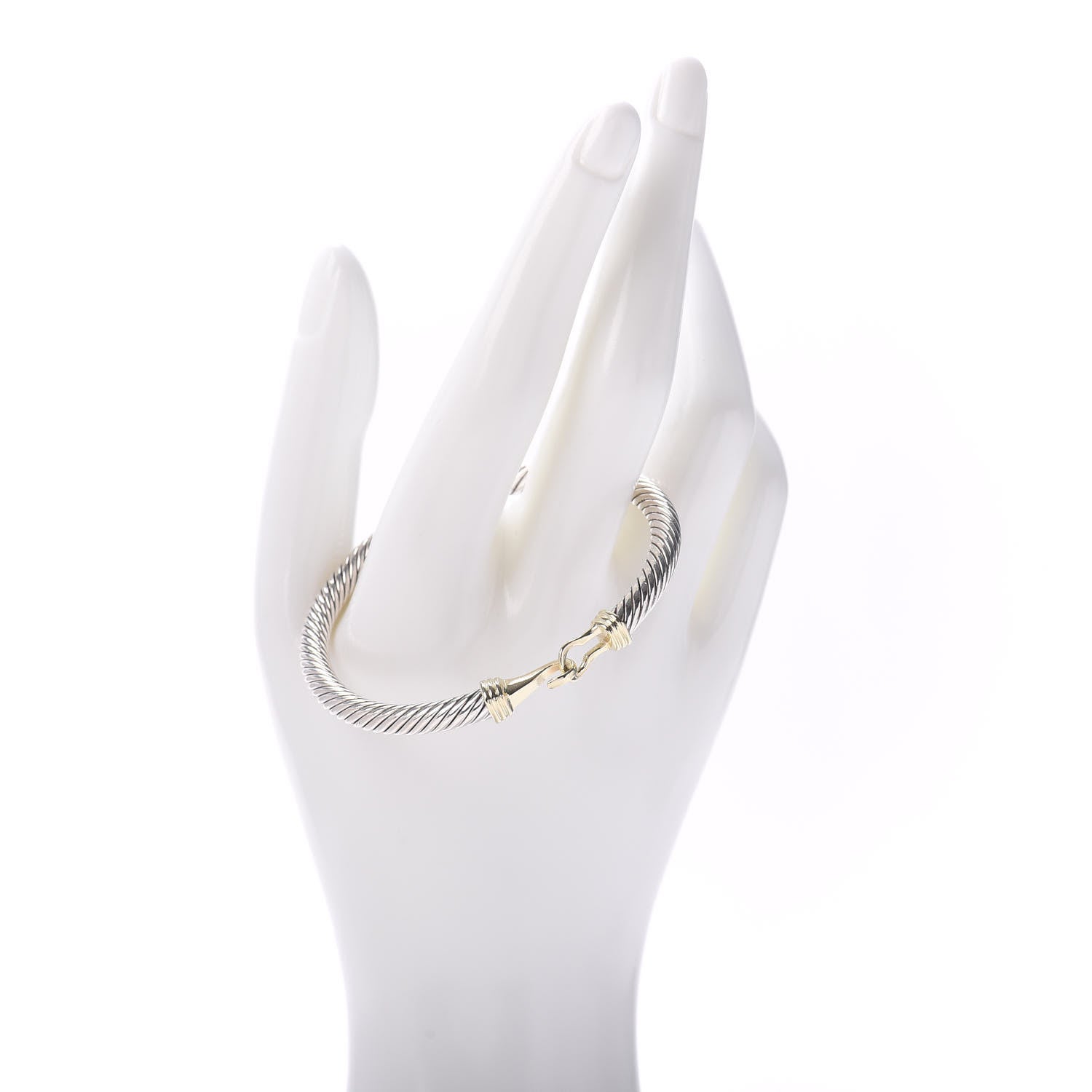 David Yurman Sterling Silver 14K Yellow Gold 5mm Cable Classic Buckle Bracelet 2 of 4
