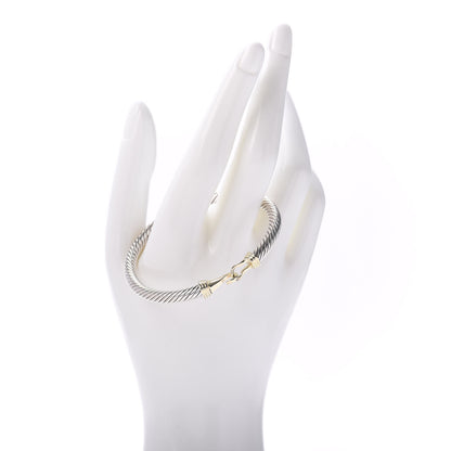 David Yurman Sterling Silver 14K Yellow Gold 5mm Cable Classic Buckle Bracelet 2 of 4