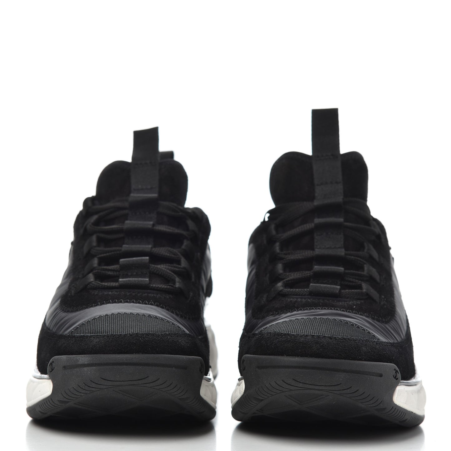 Velvet Calfskin Mixed Fibers CC Sneakers 39.5 Black