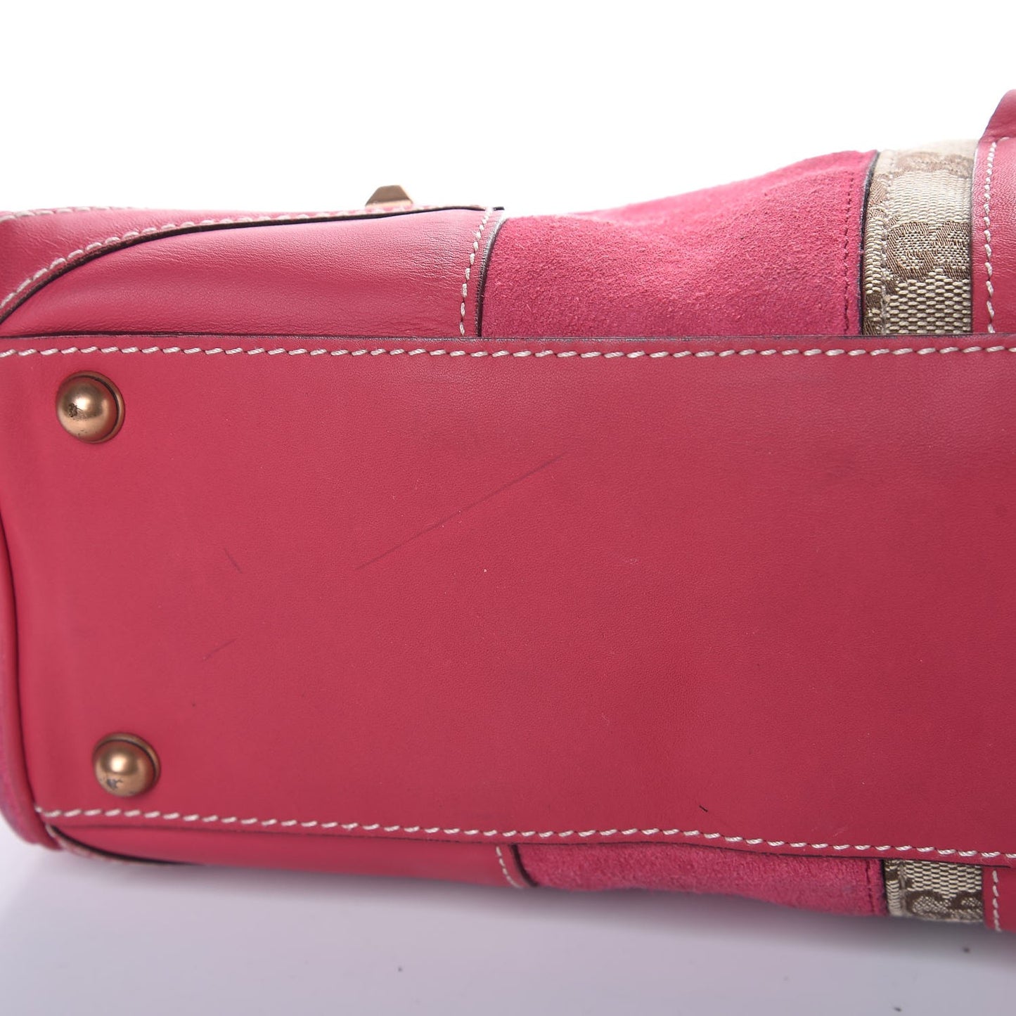 Suede Monogram Large Bardot Pink