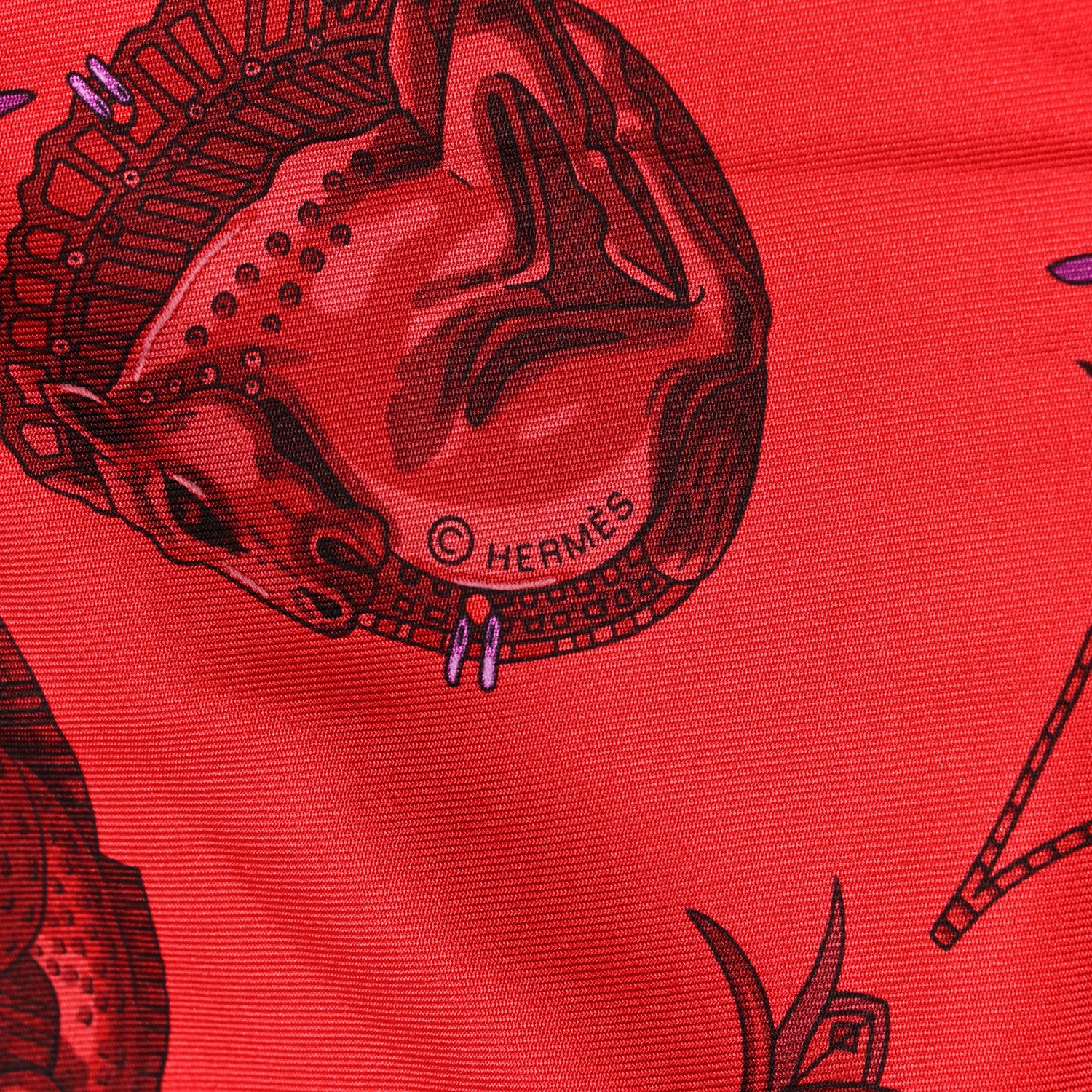 Hermes Silk Ors Nomades Scarf 90 Rouge Vif Grenat Violet 5 of 5