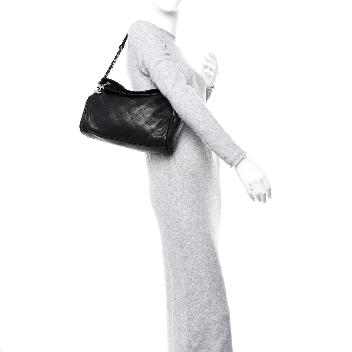 Lambskin Stitched Medium Ultimate Soft Tote Black