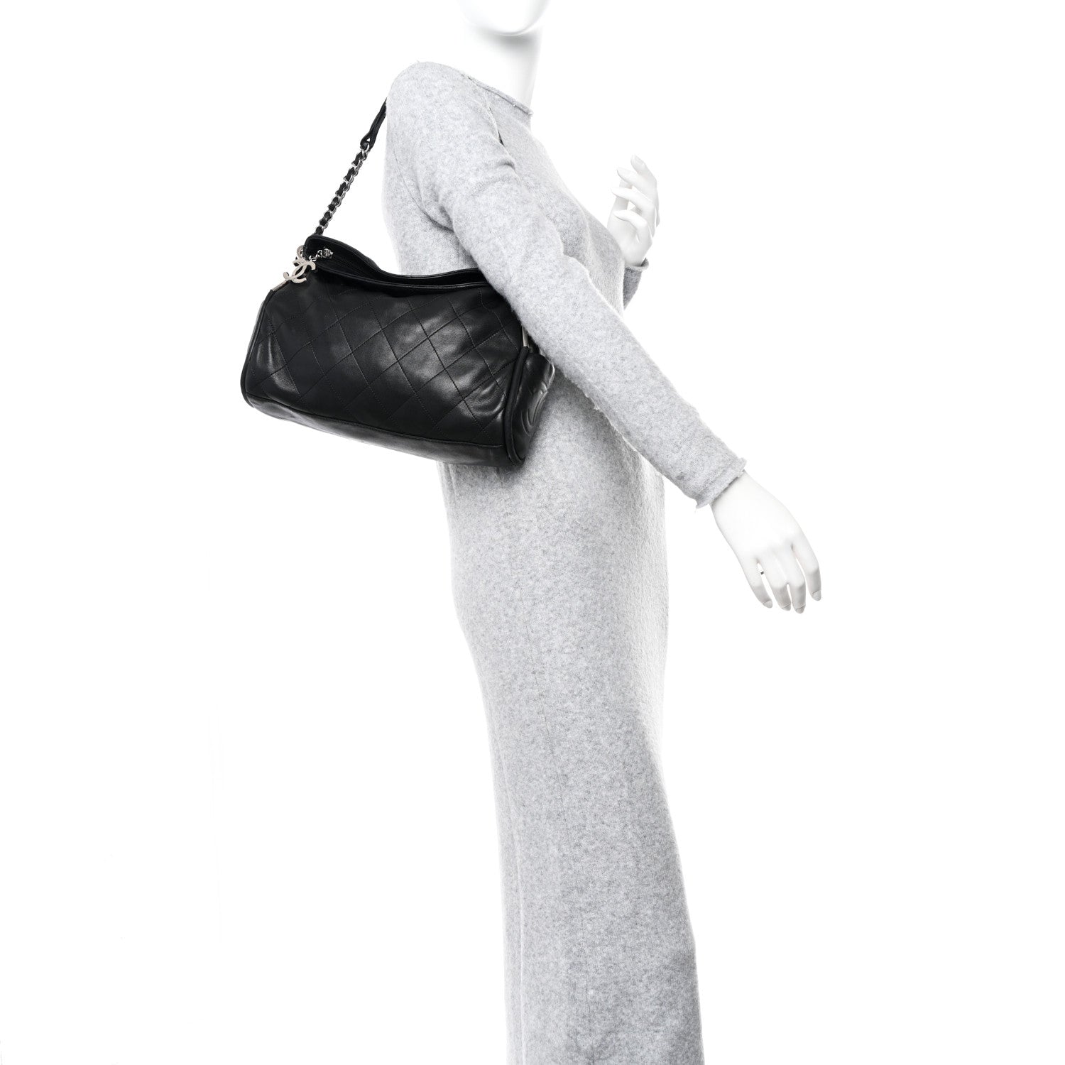 Chanel Lambskin Stitched Medium Ultimate Soft Tote Black 2 of 12