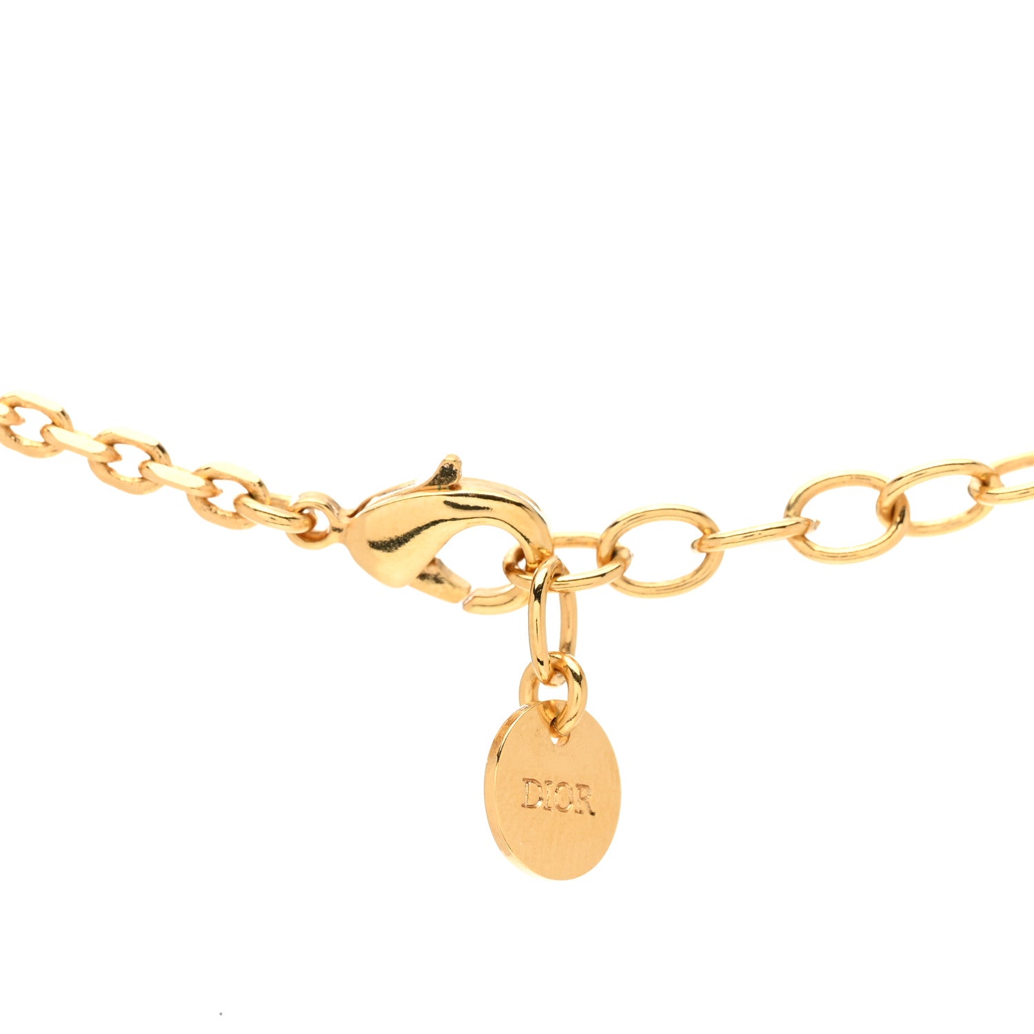 Christian Dior Metal CD Logo Necklace Gold Black 5 of 5