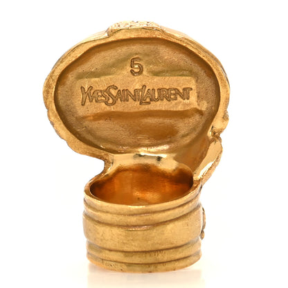 Saint Laurent Glass Cabochon Arty Ovale Ring 49 5 Gold Turquoise 3 of 4