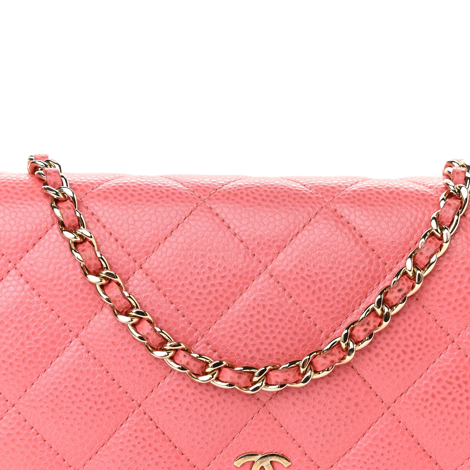 Chanel Caviar Quilted Wallet on Chain WOC Pink 10 of 13