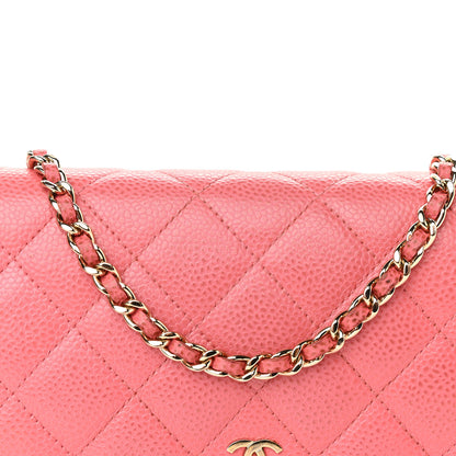 Chanel Caviar Quilted Wallet on Chain WOC Pink 10 of 13