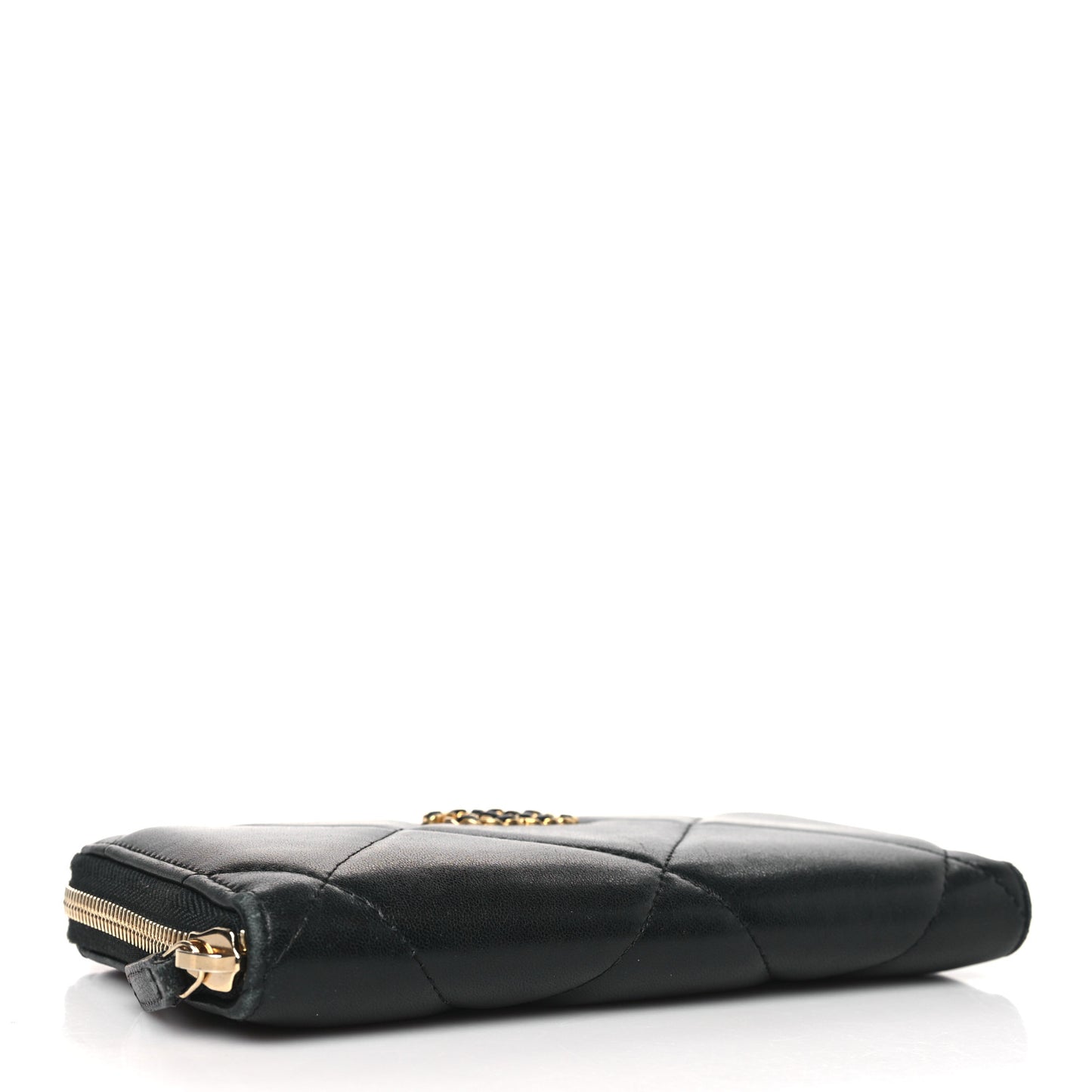 Lambskin Quilted 19 Long Zipped Around Wallet Black