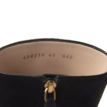 Gucci Kid Scamosciato GG Marmont Fringe 75mm Ankle Boots 40 Black 8 of 9