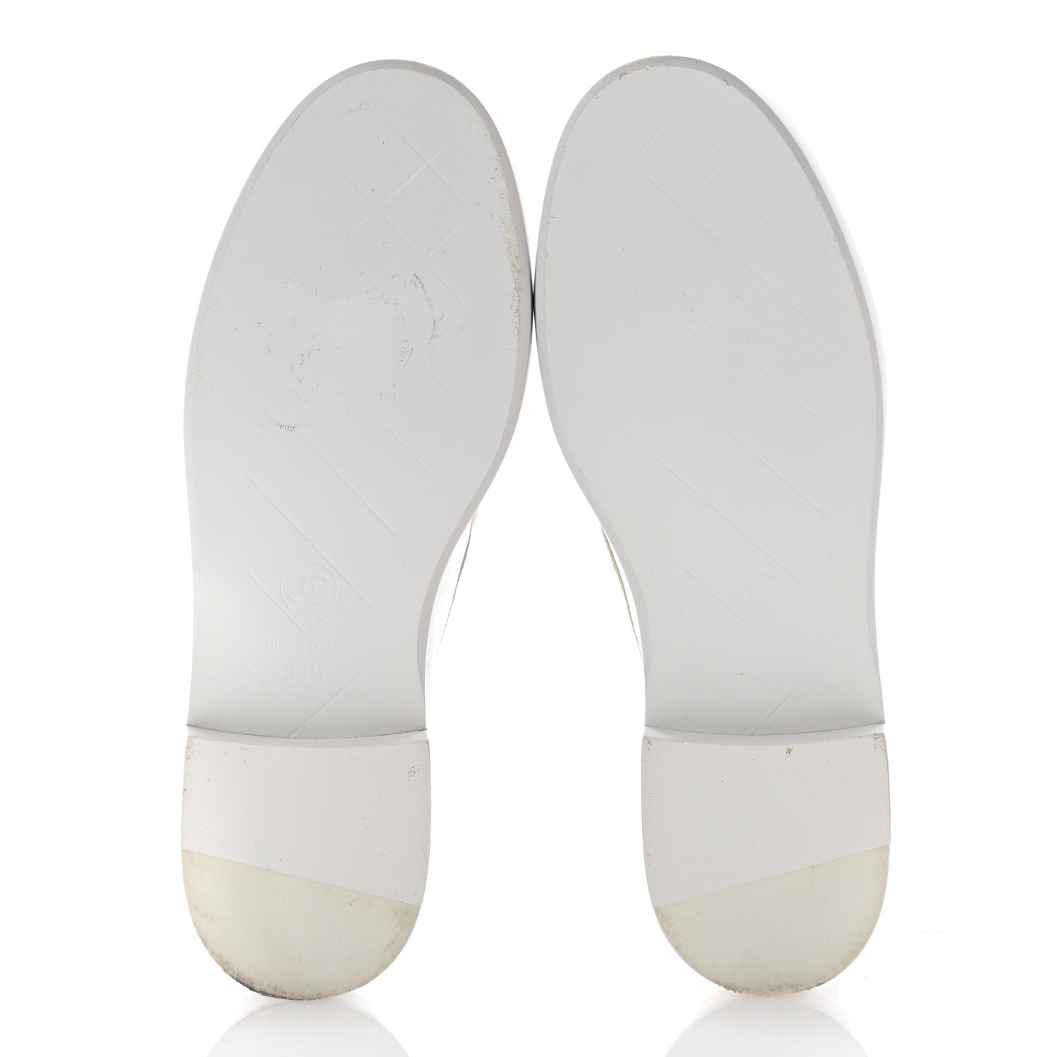 Chanel Shiny Lambskin Quilted CC Turnlock Loafers 35.5 White 5 of 10