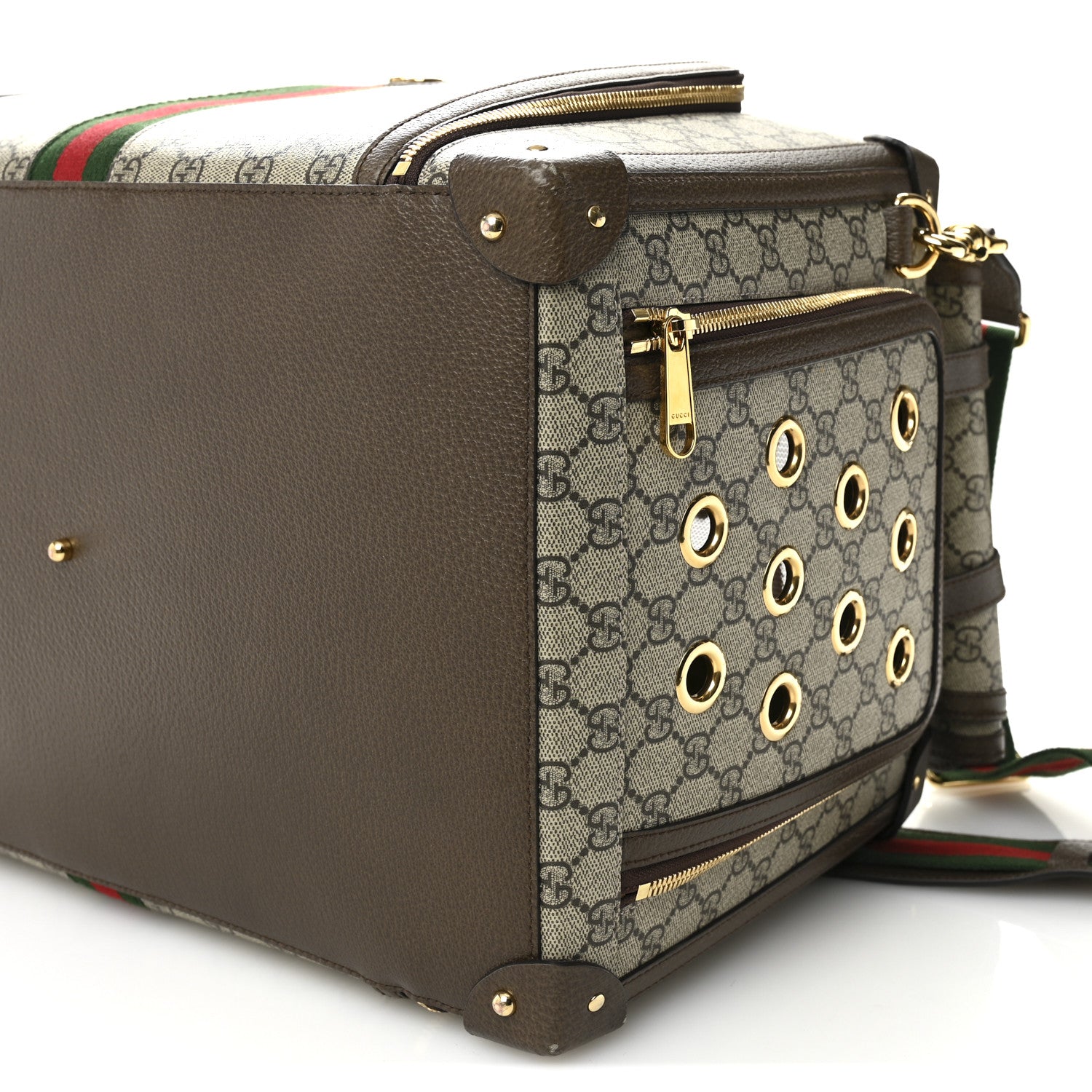 Gucci GG Supreme Monogram Web Small Pet Carrier Beige Ebony New Acero 21 of 23