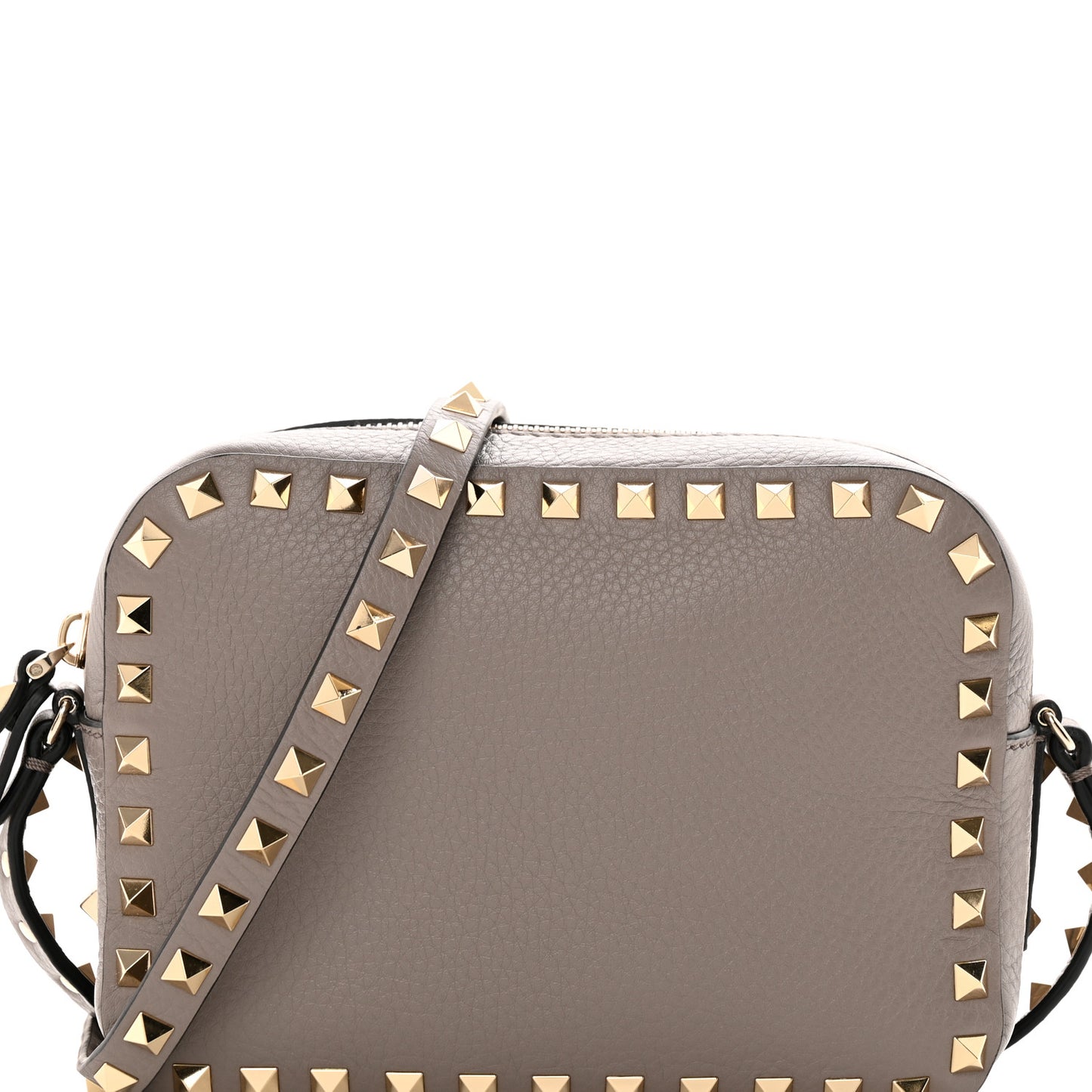 Pebbled Calfskin Rockstud Camera Crossbody Bag Poudre