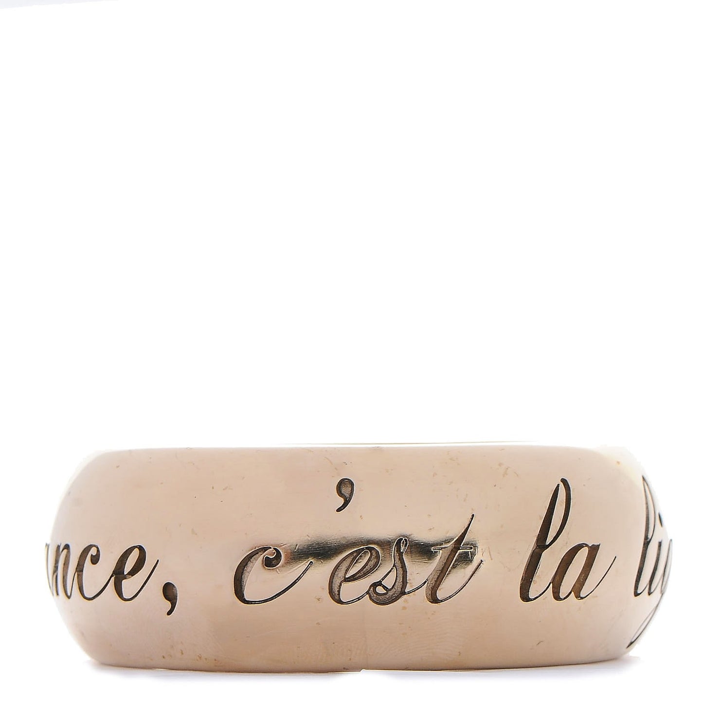 Wide L'Elegence French Quote Bangle Gold