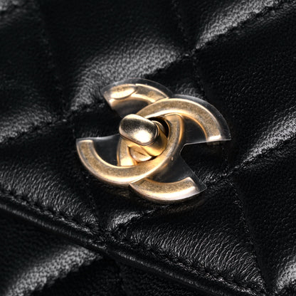 Chanel Lambskin Quilted CC Pearl Crush Wallet on Chain WOC Black 13 of 14