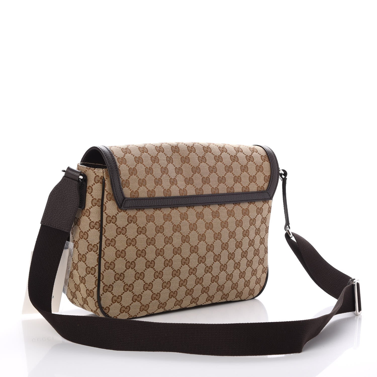 Gucci Monogram Large Flap Messenger Bag Beige Dark Brown 3 of 9