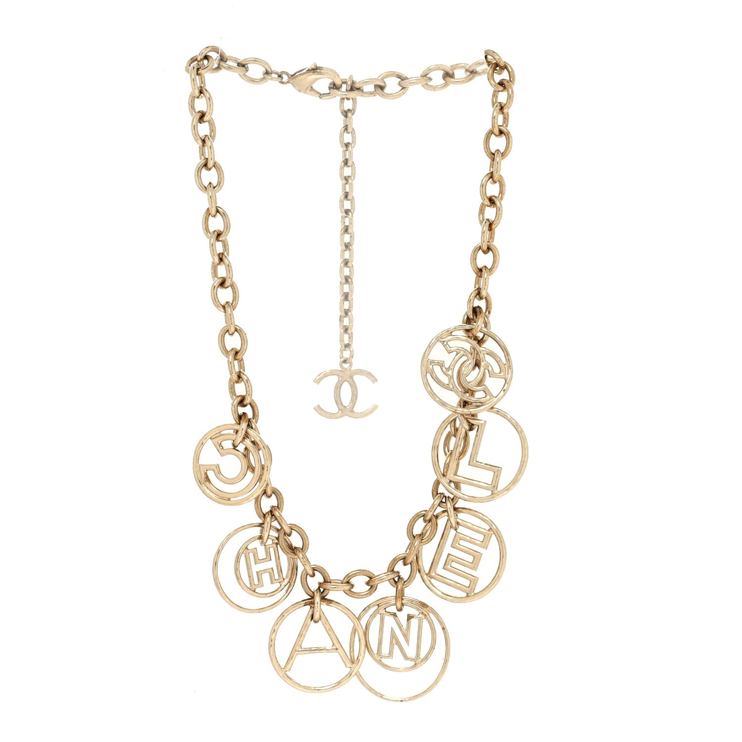Chanel Metal Hoop Cuba Logo Necklace Gold 3 of 5