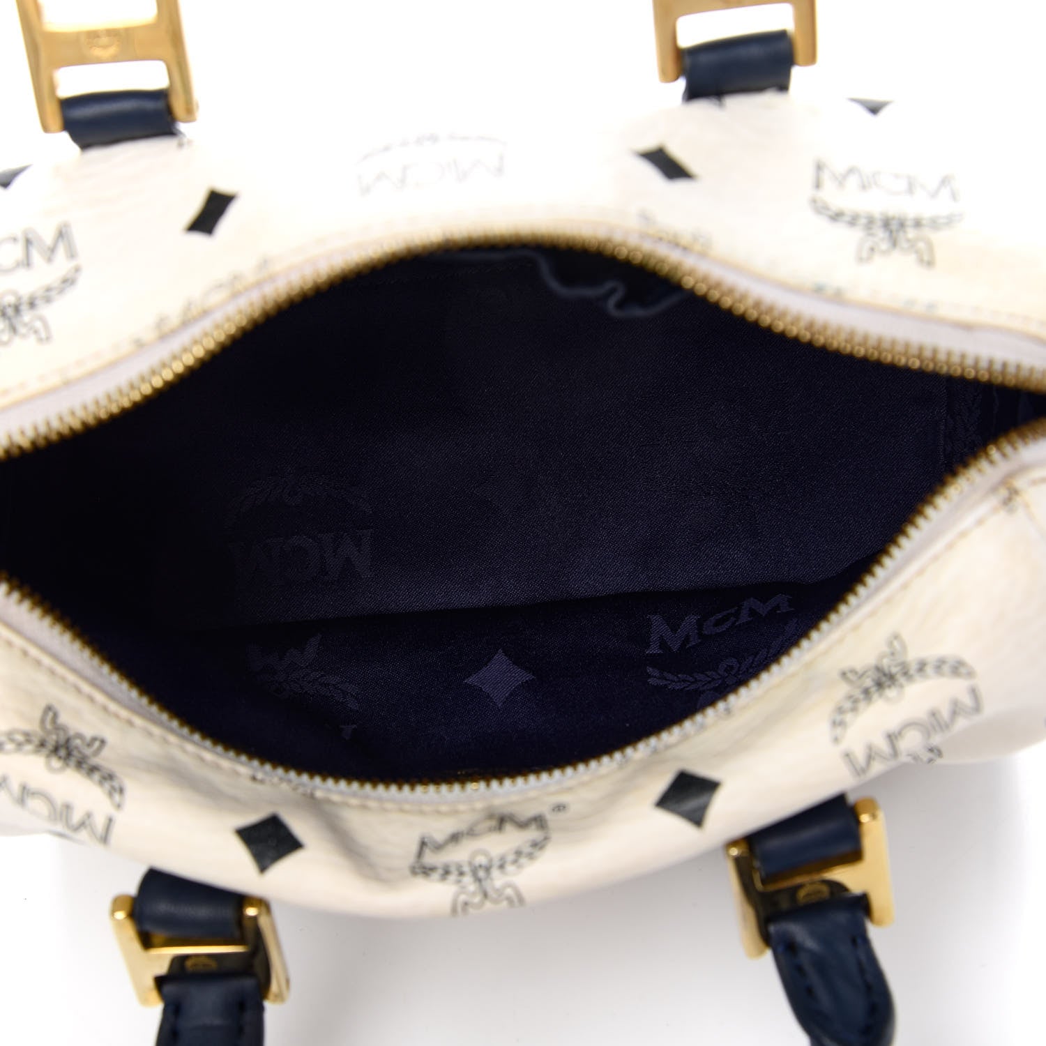 MCM Visetos Boston Satchel Satchel White 5 of 11