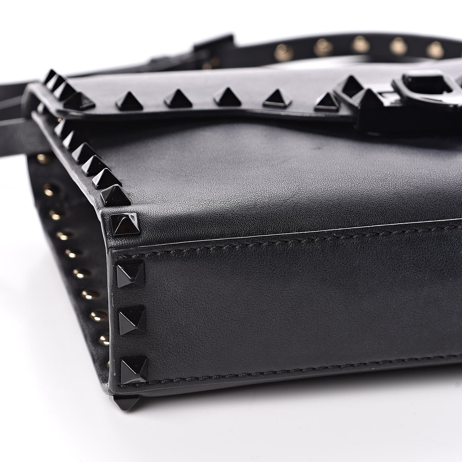 Valentino Garavani Vitello Monochrome Medium Rockstud Flip Lock Crossbody Bag Black 8 of 10